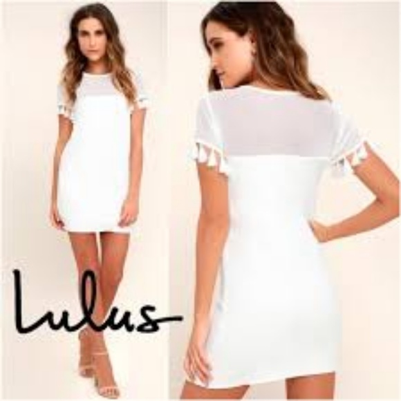 Lulus Dresses & Skirts - Lulu’s Latte White Shift Tassle Dress XS